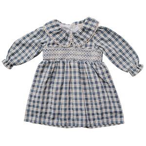 Blue Plaid Ruffle Collar Dress Blue Plaid Ruffle Collar Dress