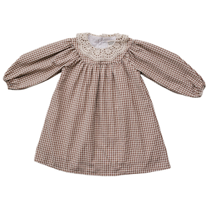 Camel Gingham Lace Dress Camel Gingham Lace Dress