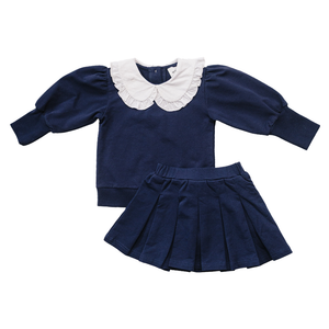 Navy Peter Pan Collar Pleated Skirt Set Navy Peter Pan Collar Pleated Skirt Set