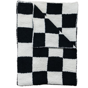 Black + White Checkered Plush Blanket Black + White Checkered Plush Blanket