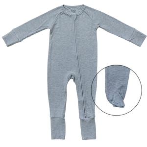 Heather Grey Ribbed Bamboo Zipper Heather Grey Ribbed Bamboo Zipper