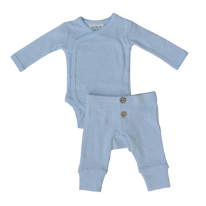 Blue Pointelle Layette Set Blue Pointelle Layette Set