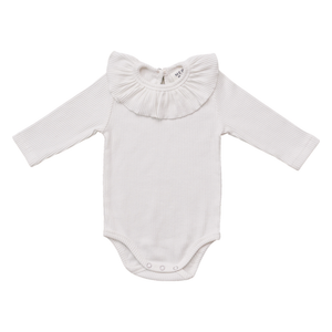 White Ribbed Ruffle Bodysuit White Ribbed Ruffle Bodysuit