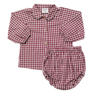 Red Gingham Peter Pan Collar Bloomer Set Red Gingham Peter Pan Collar Bloomer Set