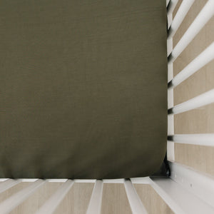 Olive Bamboo Stretch Crib Sheet Olive Bamboo Stretch Crib Sheet
