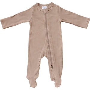 Pale Pink Organic Cotton Ribbed Zipper Pale Pink Organic Cotton Ribbed Zipper