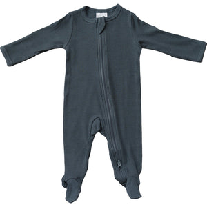 Charcoal Organic Cotton Ribbed Zipper Charcoal Organic Cotton Ribbed Zipper
