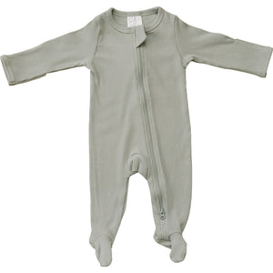 Sage Organic Cotton Ribbed Zipper Sage Organic Cotton Ribbed Zipper