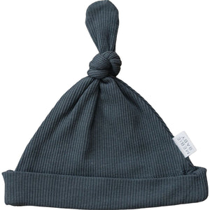 Charcoal Organic Ribbed Newborn Knot Hat Charcoal Organic Ribbed Newborn Knot Hat