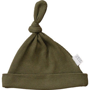 Winter Green Organic Ribbed Newborn Knot Hat Winter Green Organic Ribbed Newborn Knot Hat