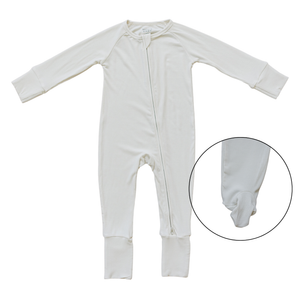 Cream Ribbed Bamboo Zipper Cream Ribbed Bamboo Zipper