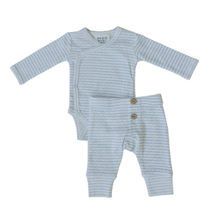Blue Stripe Pointelle Layette Set Blue Stripe Pointelle Layette Set