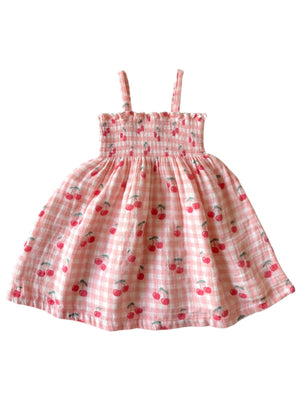 Gingham Cherries / Muslin Smocked Tube Dress Gingham Cherries / Muslin Smocked Tube Dress