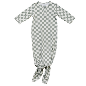 Light Green Checkered Bamboo Knot Gown Light Green Checkered Bamboo Knot Gown