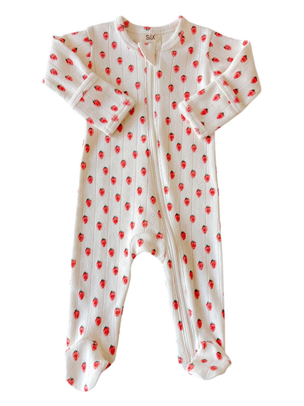 White Strawberry / Organic Pointelle 2-Way Zip Footie