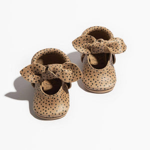 Almond Speckles Knotted Bow Baby Shoe Almond Speckles Knotted Bow Baby Shoe