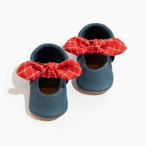 Blue Jean Knotted Bow Baby Shoe Blue Jean Knotted Bow Baby Shoe