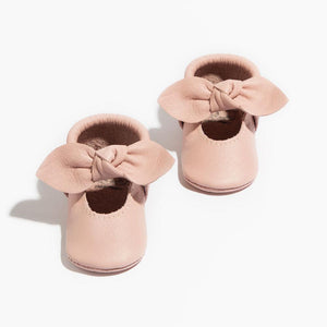 Blush Knotted Bow Baby Shoe Blush Knotted Bow Baby Shoe