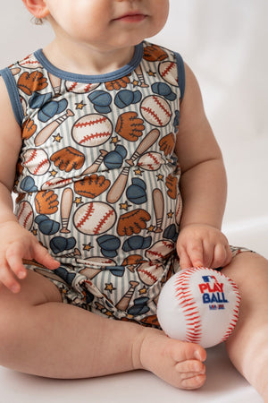 Blue Baseball Shorty Tank Romper Blue Baseball Shorty Tank Romper