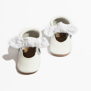 Ivory Swiss Dot Knotted Bow Baby Shoe Ivory Swiss Dot Knotted Bow Baby Shoe
