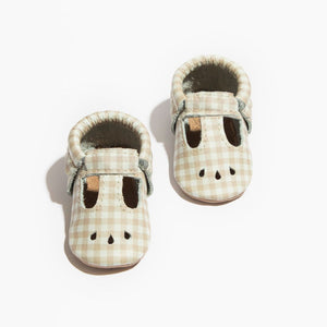 Almond Gingham Mary Jane Baby Shoe Almond Gingham Mary Jane Baby Shoe