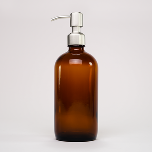 Amber Glass Keeper Bottle | 16 oz | Stainless Steel Pump Amber Glass Keeper Bottle | 16 oz | Stainless Steel Pump