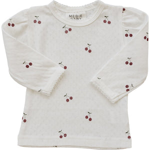 Cherry Pointelle Long Sleeve Tee Cherry Pointelle Long Sleeve Tee