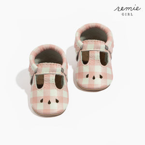 Melon Gingham Mary Jane Baby Shoe Melon Gingham Mary Jane Baby Shoe