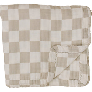 Taupe Checkered Muslin Quilt Taupe Checkered Muslin Quilt