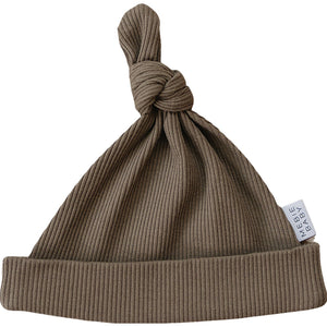 Cocoa Organic Ribbed Newborn Knot Hat Cocoa Organic Ribbed Newborn Knot Hat