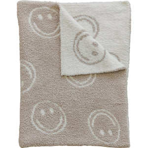 Smiley Taupe Plush Blanket Smiley Taupe Plush Blanket
