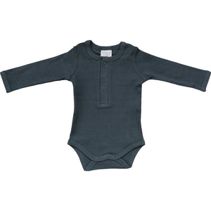 Charcoal Organic Snap Long Sleeve Ribbed Bodysuit Charcoal Organic Snap Long Sleeve Ribbed Bodysuit