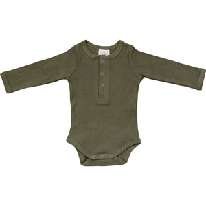 Winter Green Organic Snap Long Sleeve Ribbed Bodysuit Winter Green Organic Snap Long Sleeve Ribbed Bodysuit