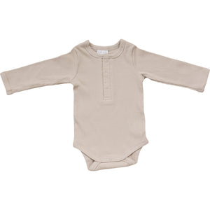 Oatmeal Organic Snap Long Sleeve Ribbed Bodysuit Oatmeal Organic Snap Long Sleeve Ribbed Bodysuit