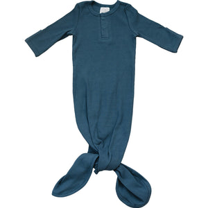 Navy Organic Cotton Ribbed Knot Gown Navy Organic Cotton Ribbed Knot Gown