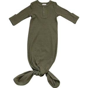 Winter Green Organic Cotton Ribbed Knot Gown Winter Green Organic Cotton Ribbed Knot Gown