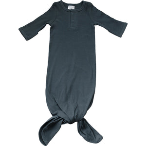 Charcoal Organic Cotton Ribbed Knot Gown Charcoal Organic Cotton Ribbed Knot Gown