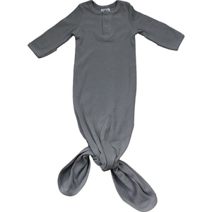 Grey Organic Cotton Ribbed Knot Gown Grey Organic Cotton Ribbed Knot Gown