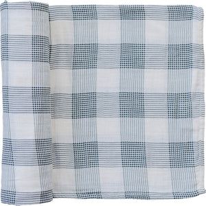 Coastal Plaid Muslin Swaddle Blanket Coastal Plaid Muslin Swaddle Blanket