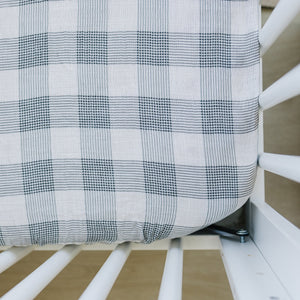 Coastal Plaid Muslin Crib Sheet Coastal Plaid Muslin Crib Sheet
