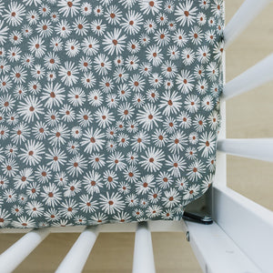 Dark Green Daisy Bamboo Stretch Crib Sheet Dark Green Daisy Bamboo Stretch Crib Sheet
