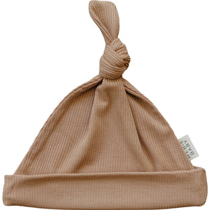 Latte Ribbed Bamboo Newborn Knot Hat Latte Ribbed Bamboo Newborn Knot Hat