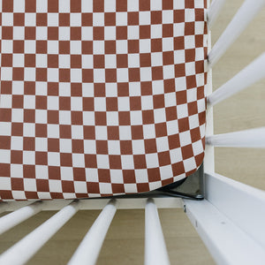 Rust Checkered Bamboo Ribbed Stretch Crib Sheet Rust Checkered Bamboo Ribbed Stretch Crib Sheet