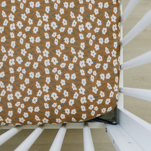 Mustard Floral Bamboo Stretch Crib Sheet Mustard Floral Bamboo Stretch Crib Sheet