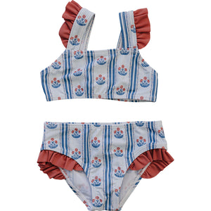 Block Print Floral Ruffle Bikini Set Block Print Floral Ruffle Bikini Set