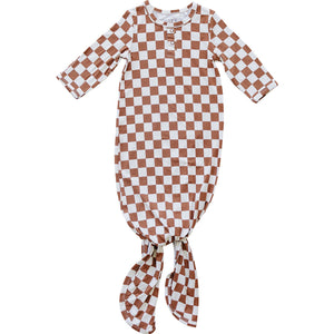 Rust Checkered Bamboo Knot Gown Rust Checkered Bamboo Knot Gown