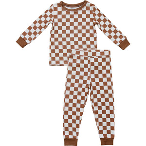 Rust Checkered Ribbed Bamboo Cozy Set Rust Checkered Ribbed Bamboo Cozy Set