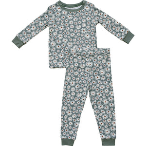 Dark Green Daisy Ribbed Bamboo Cozy Set Dark Green Daisy Ribbed Bamboo Cozy Set