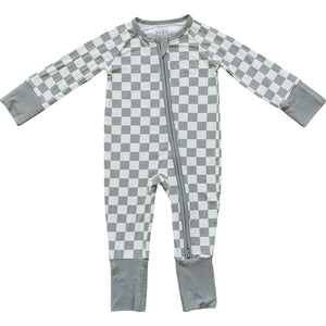 Light Green Checkered Bamboo Zipper Light Green Checkered Bamboo Zipper