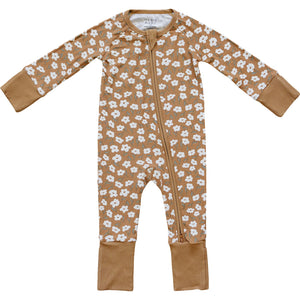 Mustard Floral Ribbed Bamboo Zipper Mustard Floral Ribbed Bamboo Zipper